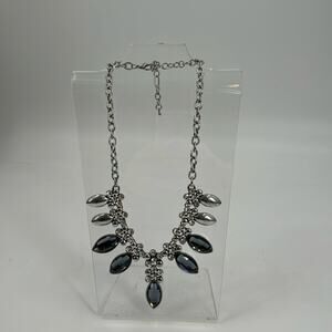Large grey and silver statement necklace